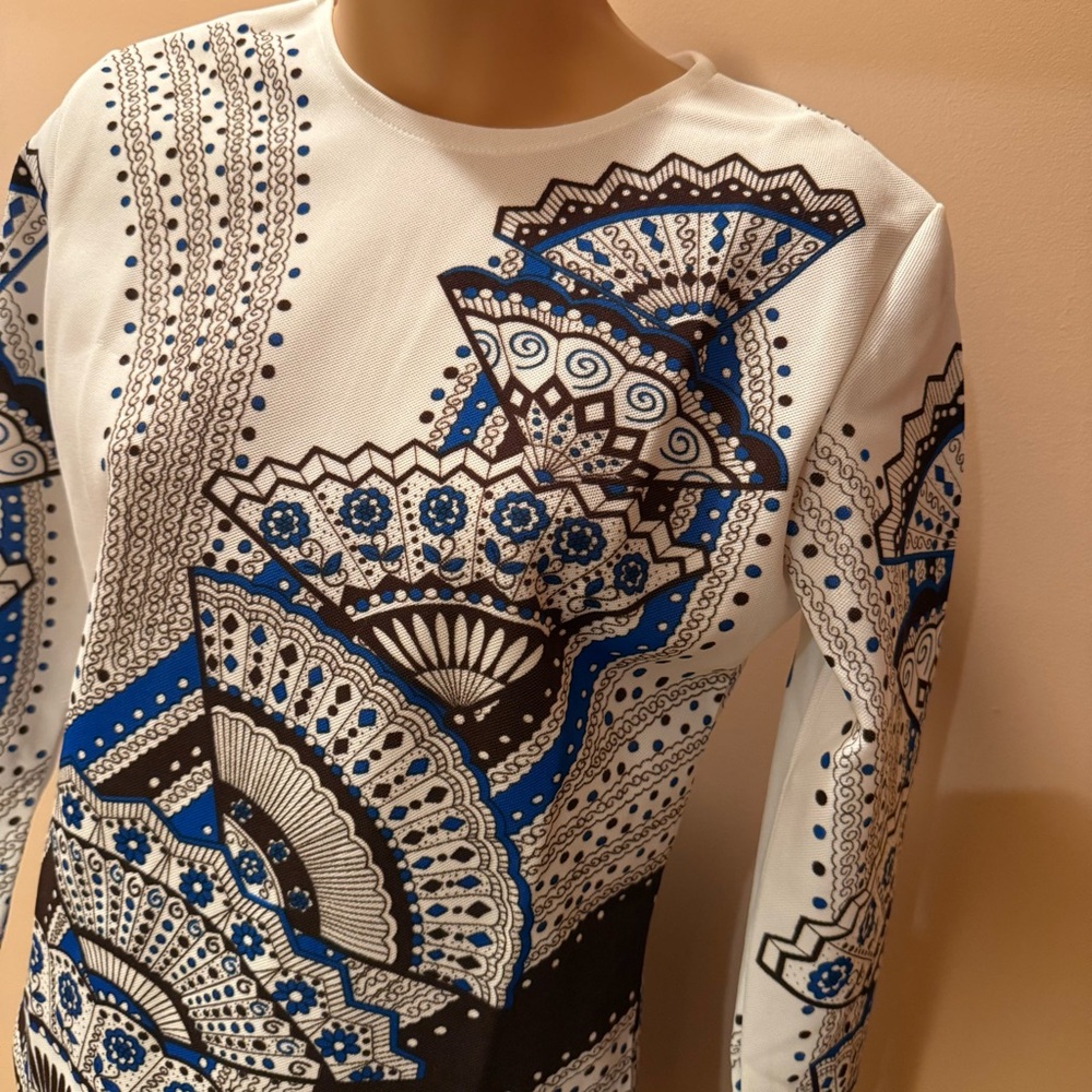 Vintage 70s Miss Holly Women’s Long Sleeve Shirt Sz 38 Polka Dot Floral SL 46